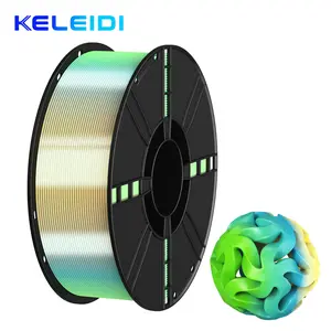 KELEIDI 3D printed long filament PLA, 1.75mm ± 0.02, three color silk filament, high-precision and strong toughness, neat winding, 1000 grams (2.2 pounds) 1 kilogram, suitable for most FDM printers