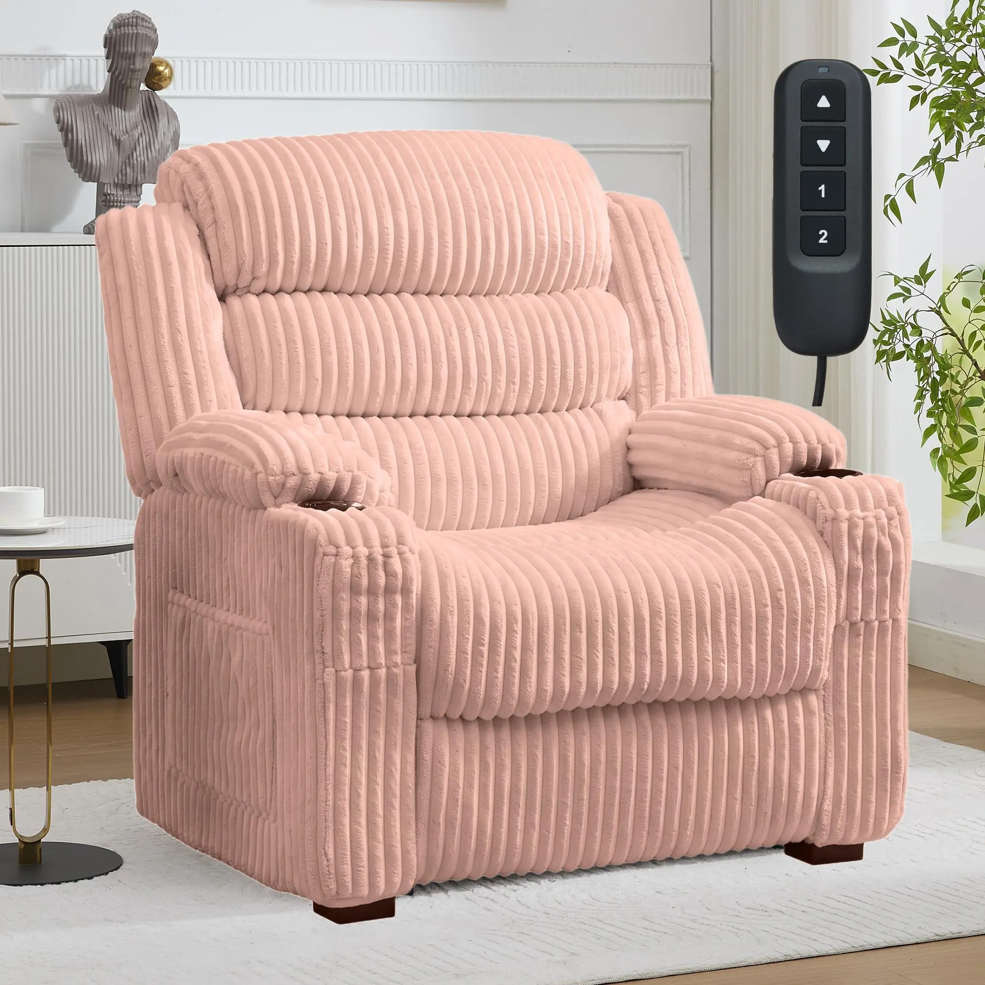 GAOMON Oversized Electric Power Recliner Chair, 26 in Wide Seat with Remote Control, Memory Presets, USB-C Ports & Cup Holders for Living Room