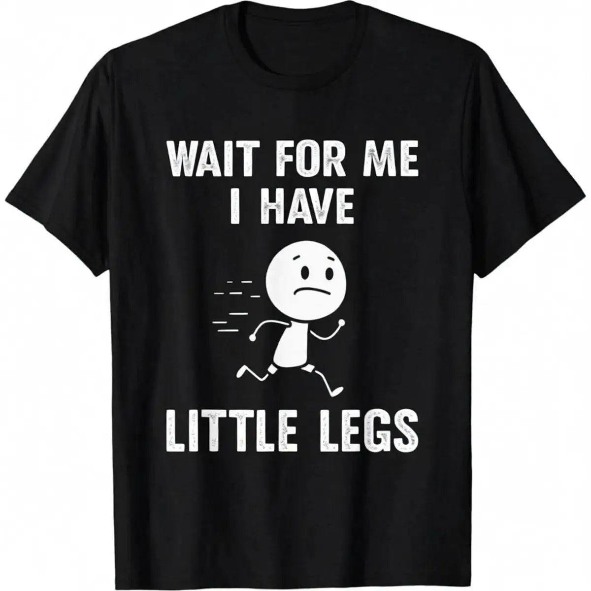 Men's Casual Cotton Tshirt - Short-Sleeve Round Neck Streetwear Clothes, Funny "Wait for Me, Little Legs" Cartoon Short Legs Memes Print Top