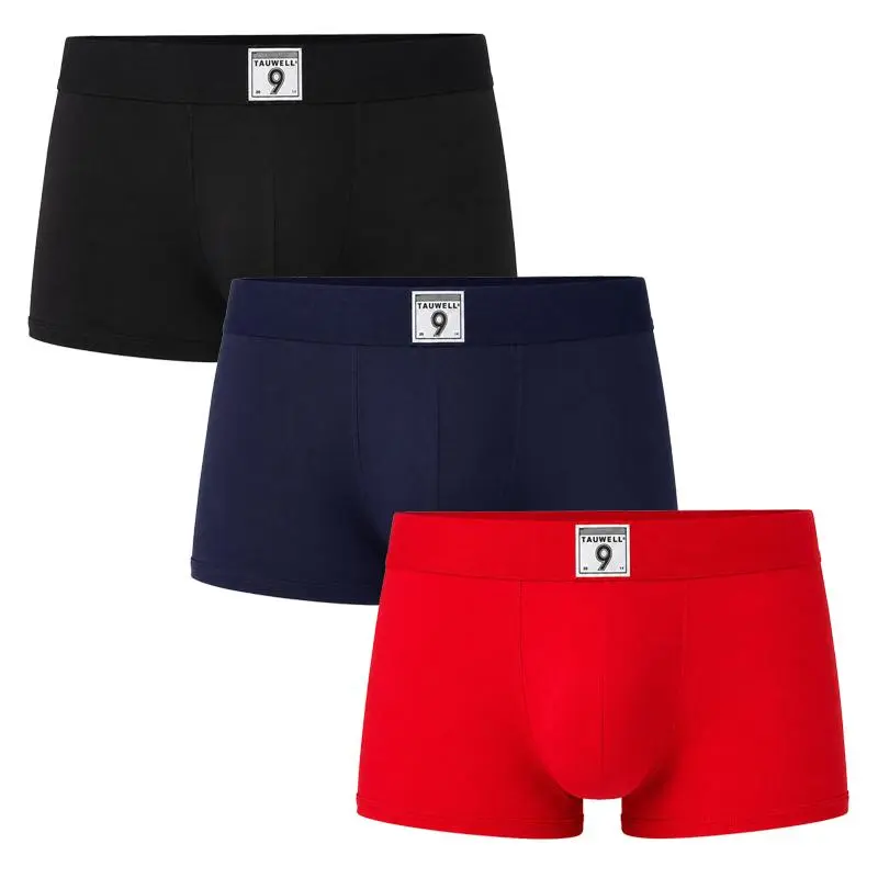 TAUWELL Men's Modal Boxer Briefs 3 Pack - 92% Modal, 8% Elastane Natural Fabric, Contoured Ultra Soft Stretch Trunks, Breathable Lightweight Underwear for Everyday Comfort -22201, A-Black*3