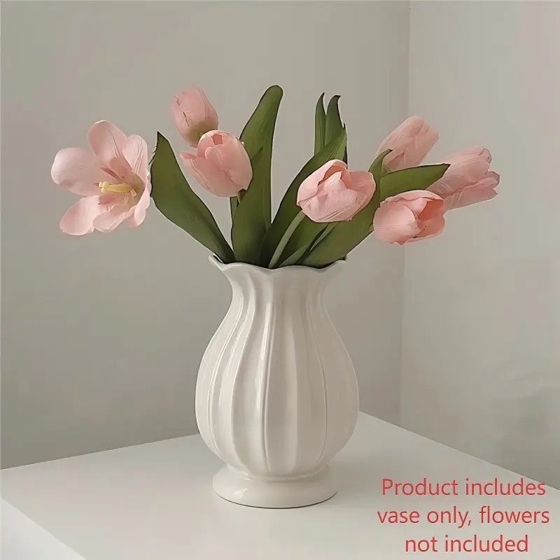 Nordic Style Ceramic Vase, Decorative Vase, for Fresh & Dried Flowers, Decor for Living Room & Bedroom, Modern Vase, Minimalist High-End Home Decor, Single Vase with Warm & Aesthetic Charm, Perfect for Various Occasions