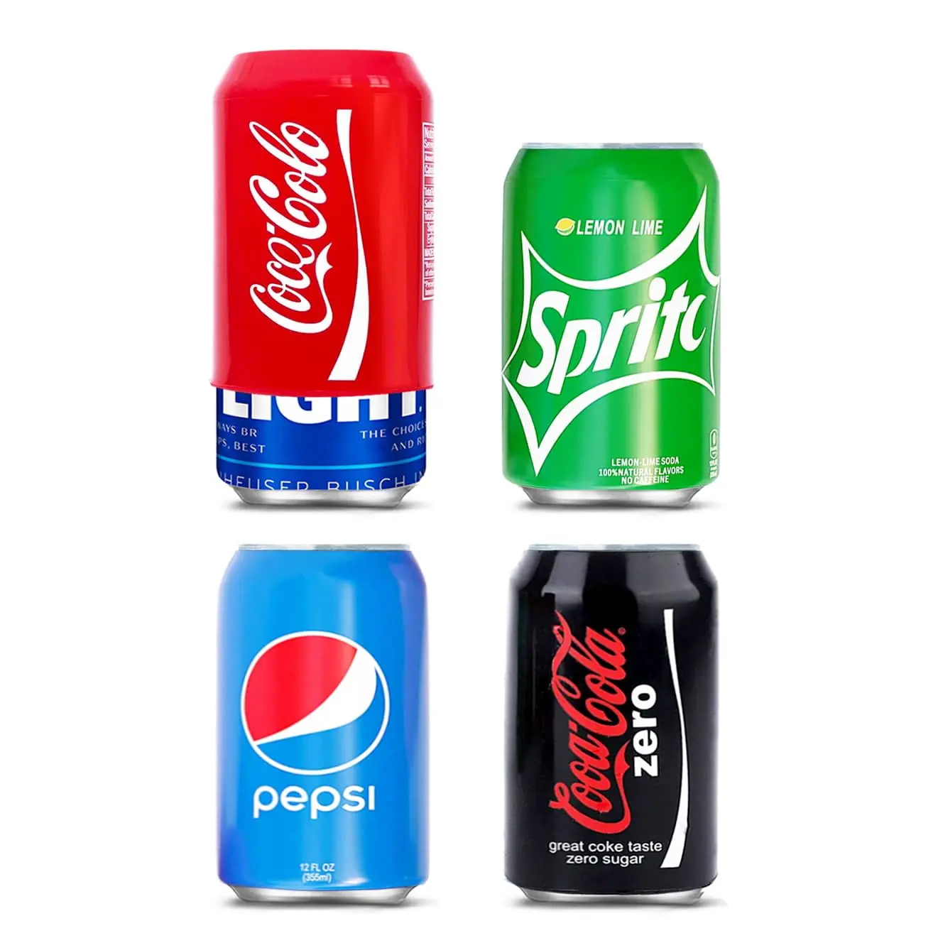 4-Pack Reusable Silicone Soda-Look Drink Covers - Kitchenware Drinkware Accessories for 12oz (355ml) Cans, Outdoor-Friendly Lid Protectors for Fishing, Bbqs & Picnics, Soda Look Hides Favorite Drink, Disguise Can, Easy Sharing