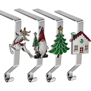 Set of 4 Christmas Stocking Holders for Mantle Fireplace Stocking Hangers Stocking Stand Farmhouse Rustic Xmas Decorations for Home Indoor