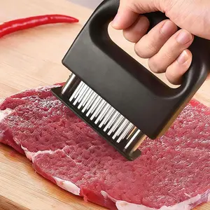 Kitchen Meat Tenderizer Tool with 48 Stainless Steel Ultra-Sharp Blades Compact Cooking Tool for Tenderizing Beef Chicken Turkey and Pork Dishwasher Safe Home BBQ Kitchen Utensils Handheld Meat Tenderizer Thanksgiving Supplies No More Chewy Meat