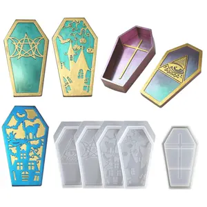 Crystal Drop Glue Epoxy Halloween Coffin Storage Box Jewelry Box Silicone Mirror Mold