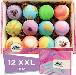 Power of Healing 12 XXL Bubbly Organic Bath Bombs Gift Set for Women Men and Kids 5oz Long Lasting Floaters Relaxing Aromatherapy Rich in Pure Essential Oils Healing Properties