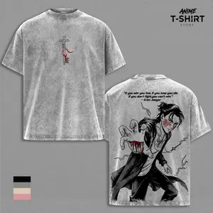 Eren Yeager Attack on Titan Vintage Washed Shirt Anime Graphic Tee Oversized Streetwear Gift for AOT Fans