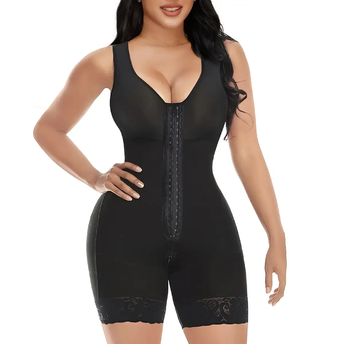 YIANNA Fajas Colombianas Shapewear for Women, Front Hook Closure, Tummy Control Full Body Shaper, Butt Lifter Compression Garment