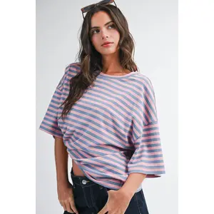 Stacie - Oversized Stripe Boyfriend Tee