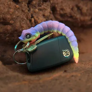 Vibrant Rainbow Articulating Hognose Snake Keychain