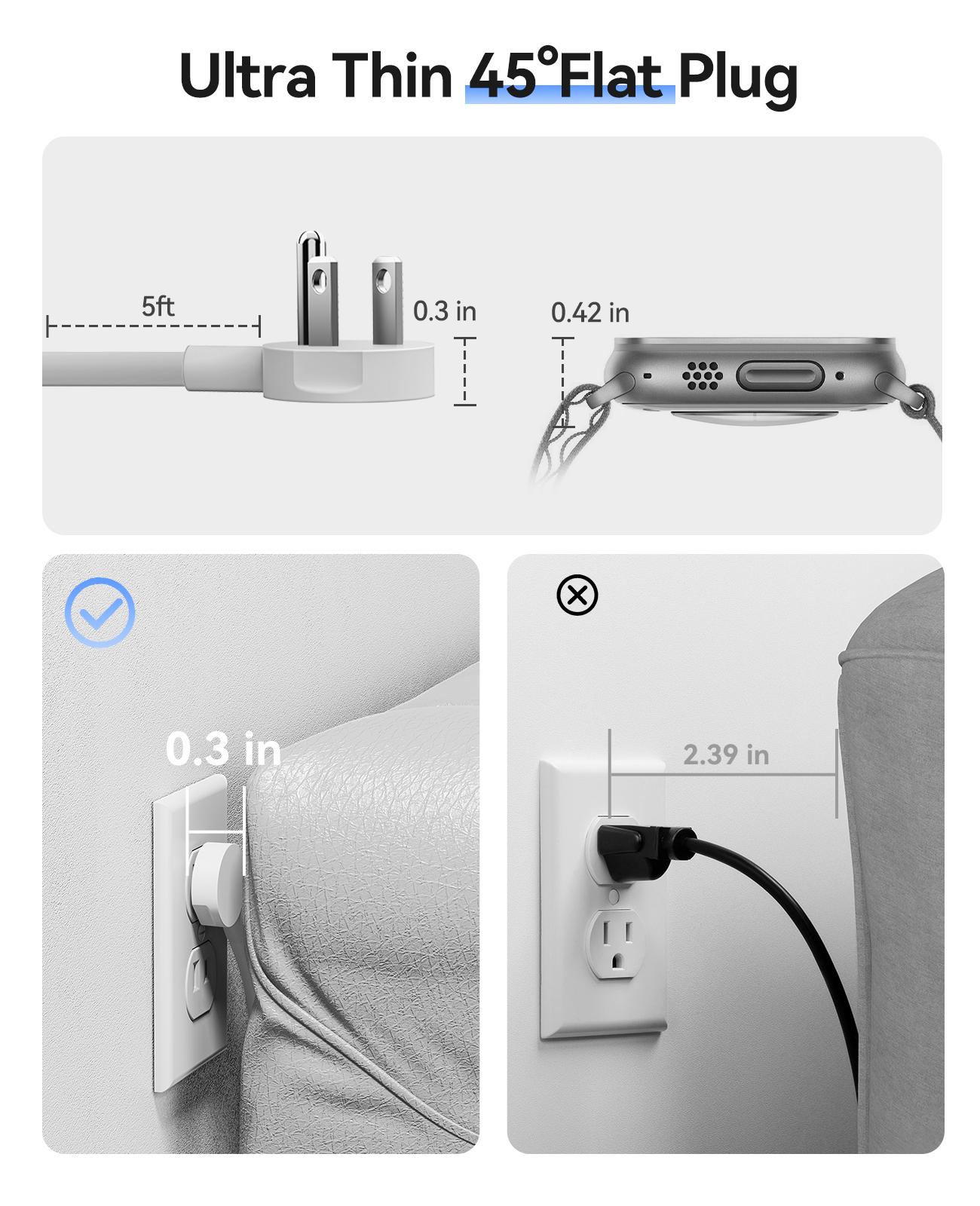 ORICO travel power strip features two USB ports, two side ports, and two Type-C ports, supporting 100W fast charging. Suitable for cruise ships, airplanes, and hotel stays-PP100