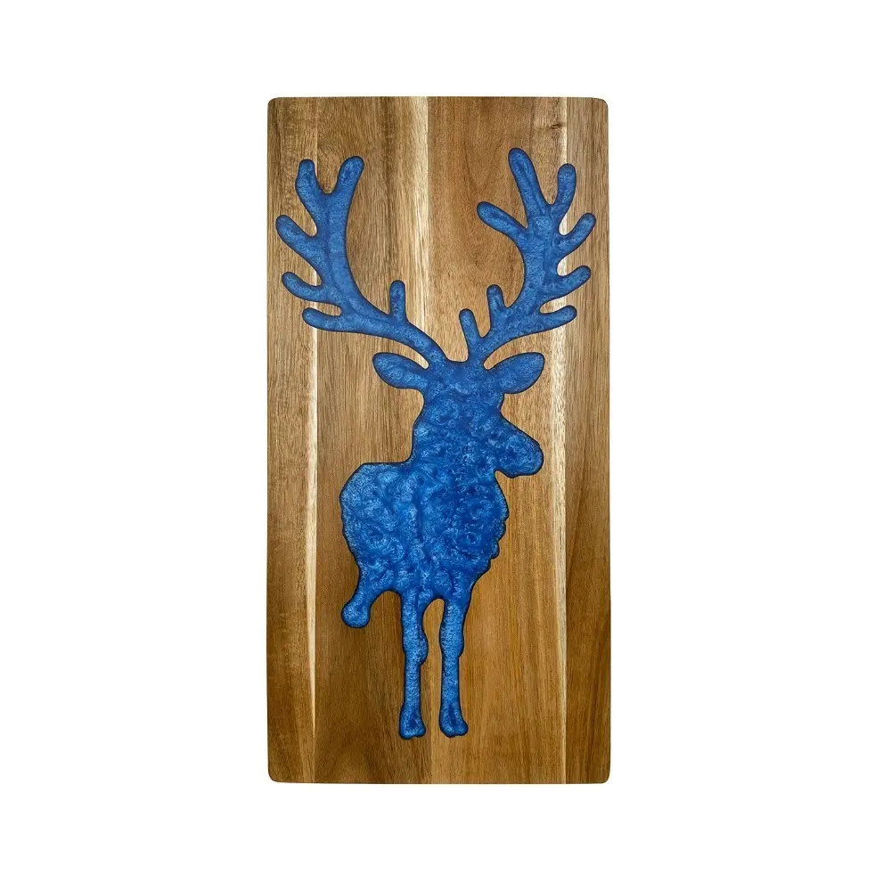 Premium Christmas Reindeer Cutting Board, Resin River Pattern Chopping Block, Ideal Kitchen Tool, Great Mother's Day Gift