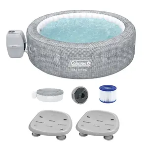 Bestway Coleman Sicily AirJet Inflatable Round Hot Tub with 2 SaluSpa Seat, Gray