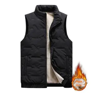 Men's Casual Black Shearling Fleece Vest - Quilted Details & Zipper Design, Ideal Layering Piece for Winter & Everyday Wear