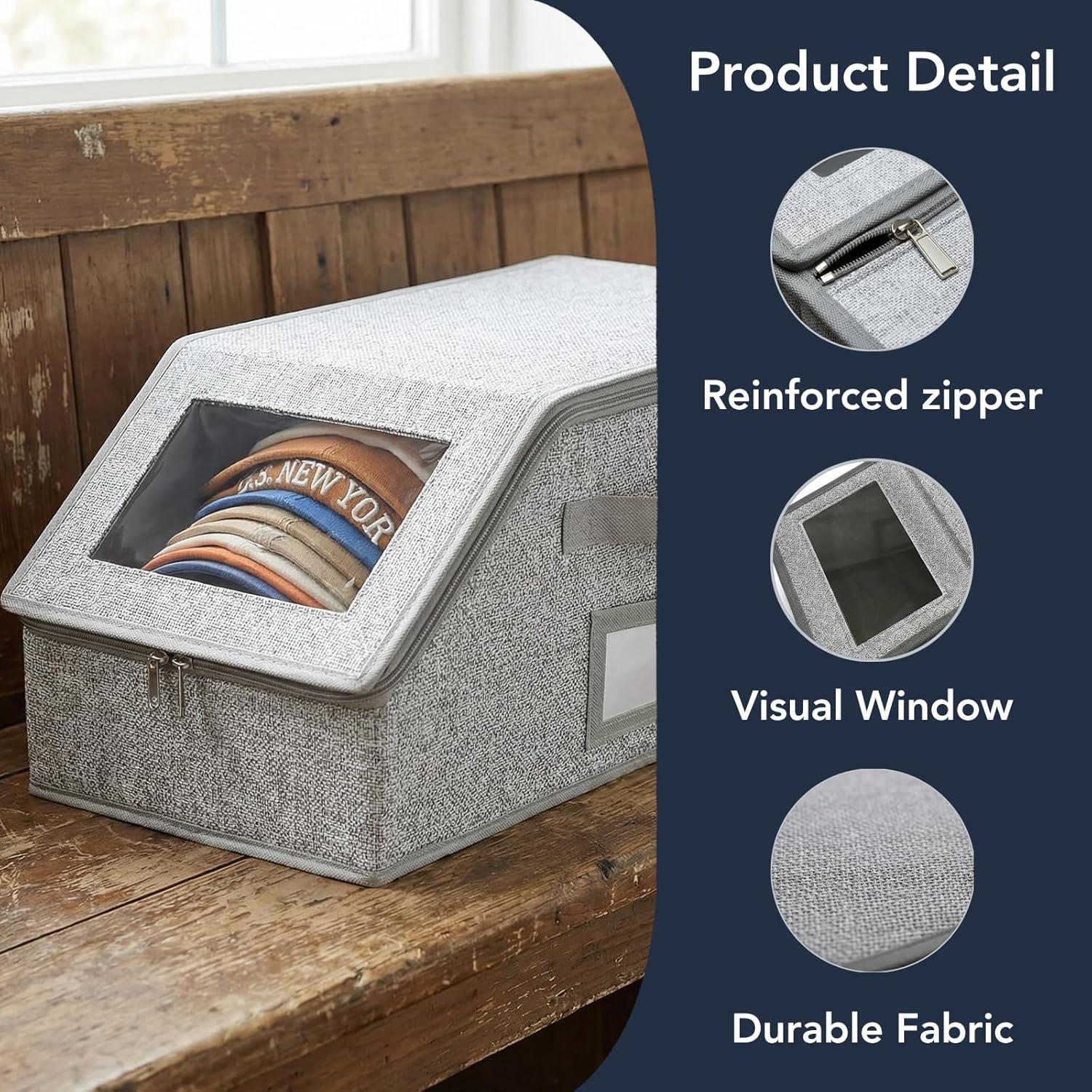 Stackable Baseball Cap Storage Box Durable Foldable Cardboard Cap Organizer Holds Up to 12 Hats Large Capacity Hat & Toy Storage Solution, Versatile Home & Bedroom Organizer, Dust proof, Space Saving