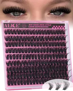 Wispy Lash Clusters Individual Lashes DIY Eyelash Extensions 180pcs 10-14MM D-Curly Lash Extensions 80D Cluster Eyelashes DIY at Home