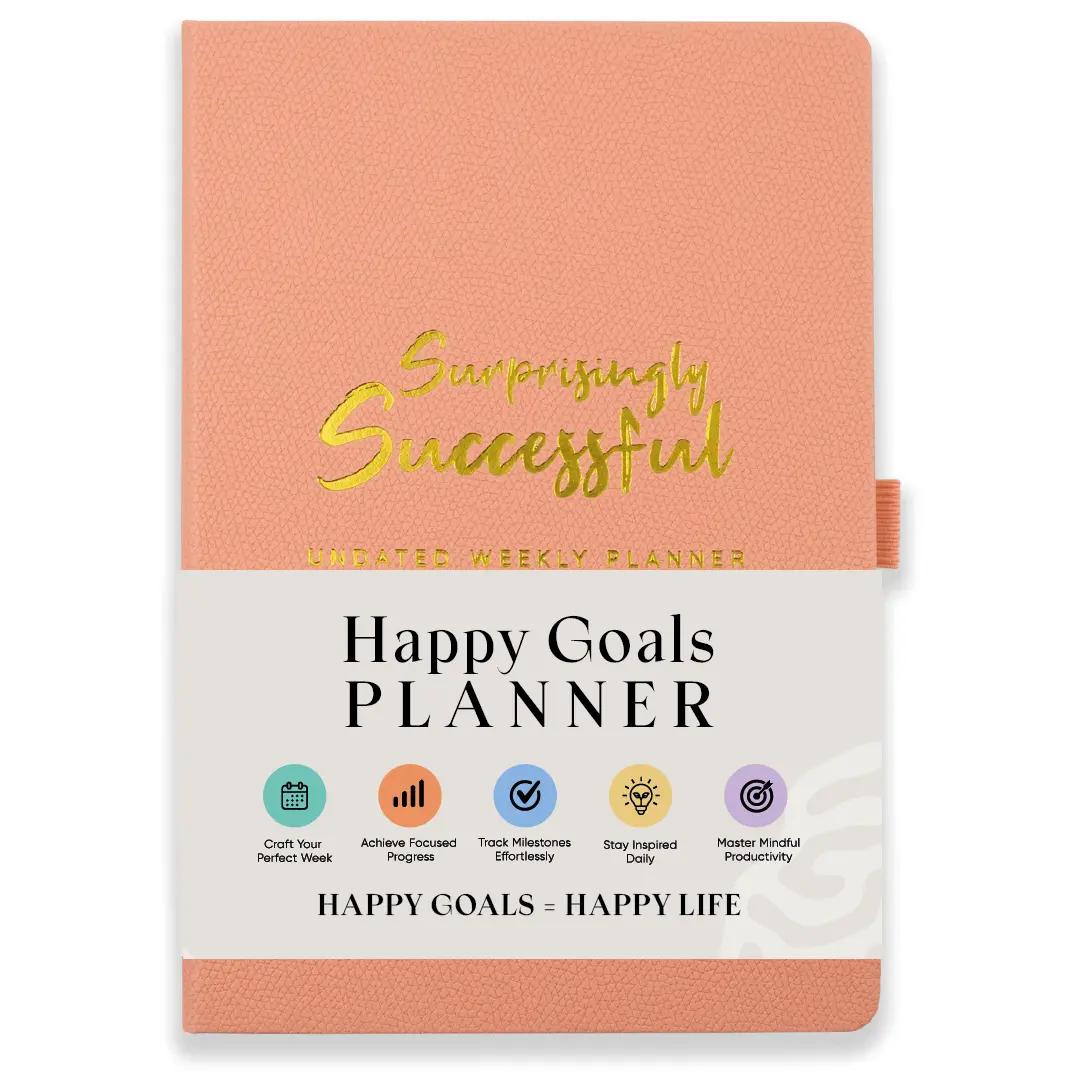Surprisingly Successful – Happy Goals Planner for Women, Undated Weekly & Monthly | Productivity & Goal Setting Journal, 52-Week 12-Month Non-Dated System, Vegan Leather, 100gsm A5 (Pink), Gifts – Designed for Clarity, Focus & Your Best Productive Year