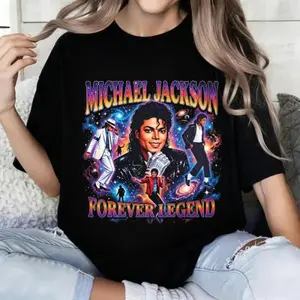 100 Percent Cotton Vintage Pop Culture T-Shirt Michael Jackson Forever Legend Graphic Design Summer Casual Wear For Music Lovers And Fans Of Iconic Artists #   Michael Jackson #   Jaafar Jackson #   biopic #   music legend