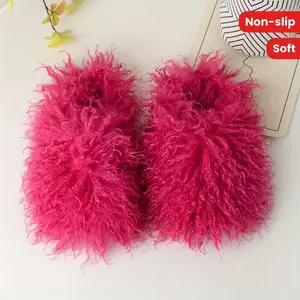 Solid Color Fluffy Slippers, Y2K Soft Sole Platform Slip On Home Shoes, Non-slip Round Toe Cozy Floor Shoes