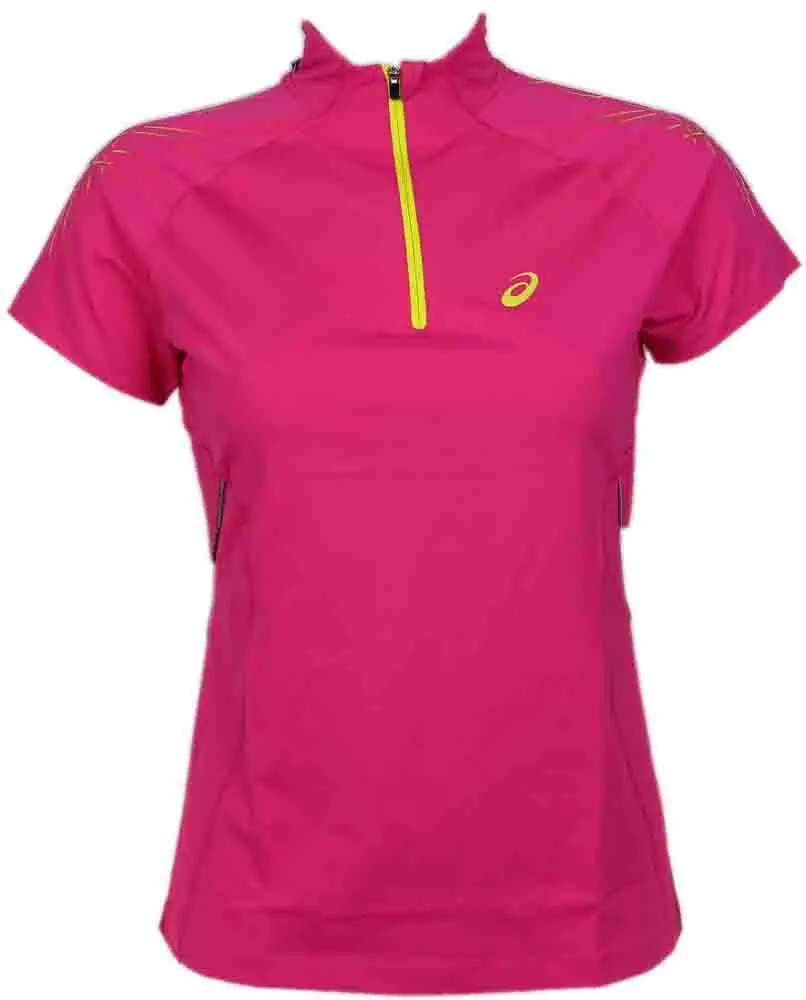 ASICS Womens Speed Inner Muscle Short Sleeve Half-Zip Casual Outerwear Casual - Pink