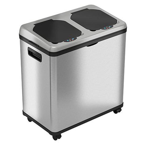 Halo 16-Gallon Sensor Trash Can and Recycle Bin with Wheels
