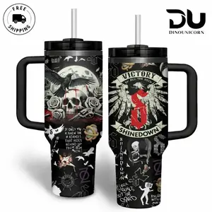 Shinedown Victory Skull 40oz Tumbler With Handle – Dark Rock Fan Cup