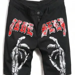 Men's 3D printed denim shorts