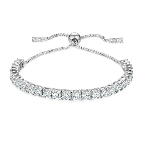 UCCIYO Women's 925 Sterling Silver Exquisite Trendy Bracelet - D Color VVS1 Synthetic Moissanite Tennis Chain (2mm-4mm, 3mm option), Unisex Bangle for Adults' Daily & Evening Party Use, Wedding Gift (#B97)