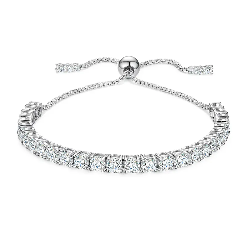 UCCIYO Women's 925 Sterling Silver Exquisite Trendy Bracelet - D Color VVS1 Synthetic Moissanite Tennis Chain (2mm-4mm, 3mm option), Unisex Bangle for Adults' Daily & Evening Party Use, Wedding Gift (#B97)