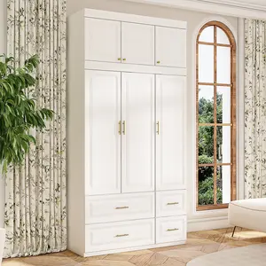 FUFU&GAGA Large Armoire Combo Wardrobes Closet Storage Cabinet White
