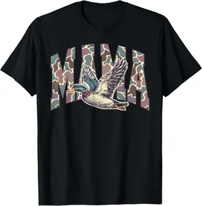100%25 cotton Mallard Duck Hunting Mama Retro Camouflage Daddy Mothers Day T-Shirt