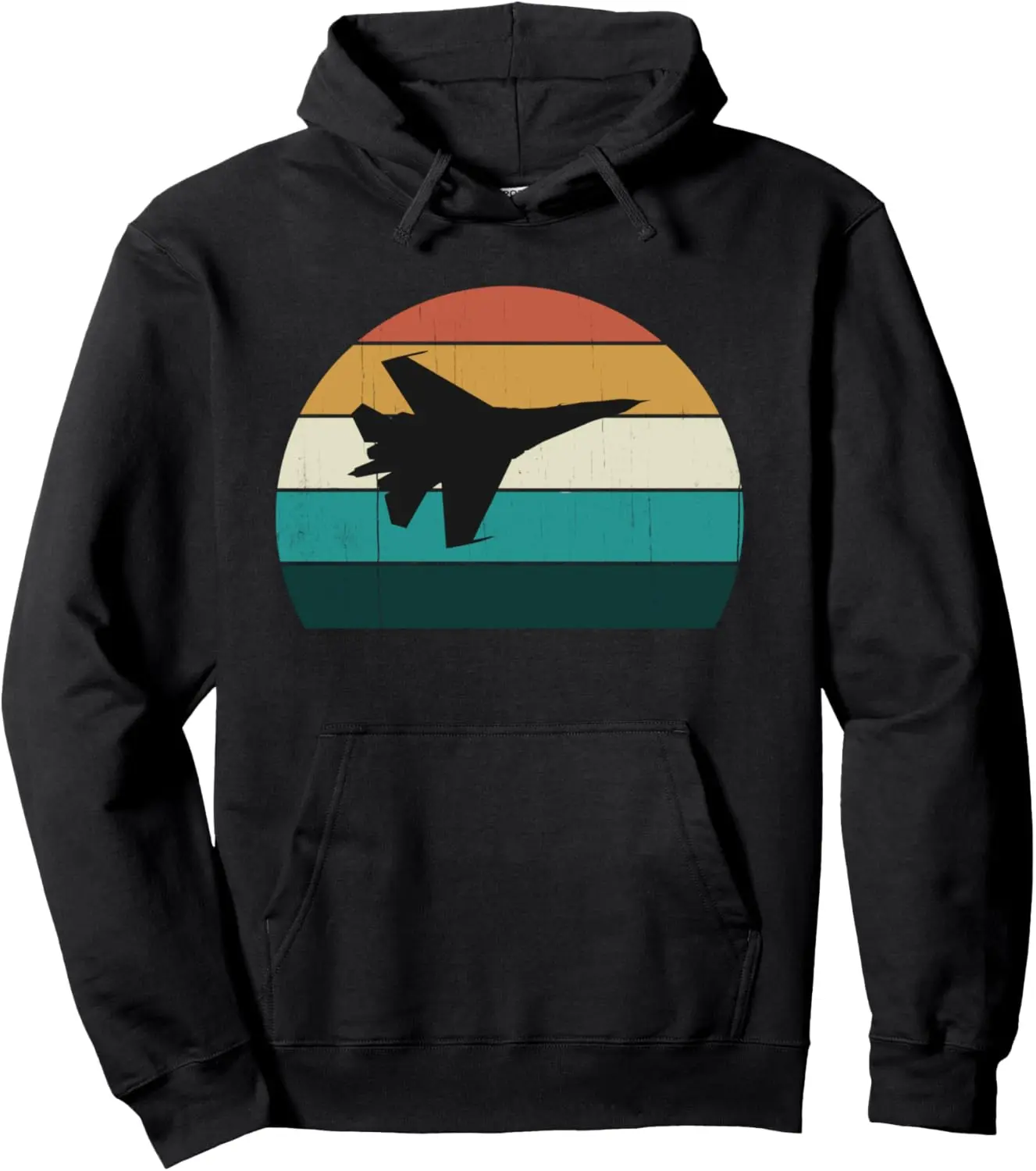 Retro Fighter Aircraft Pilot - Vintage Sunset Military Jet Pullover Hoodie