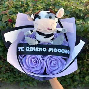 Cow 2.0 Te Quiero Moocho - I love moo   .. with keychain plush ..message for custom color or message
