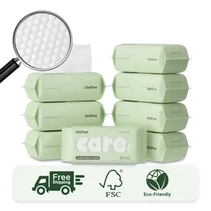 UNIFREES Face Cleaning Towels Value Packs of 4, 8, or 16 - 240 to 960 Count, 100% Plant-Based Fiber, Ultra Soft & Comfortable for Skincare disposable towel single-use towelette