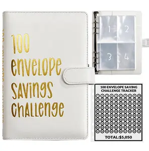100 Envelope Money-Saving Challenge, 100 Envelope Challenge Binder, Simple and Fun Way to Save $5,050, Savings Challenge Budget Book Binder with Cash Envelopes, Suitable for Office, Home, School