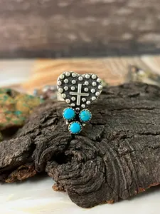 Handmade Sterling Silver Kingman Turquoise Adjustable Ring "Signed Nizhoni"