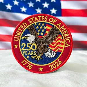 USA 250th Anniversary Embroidered Patch Iron On or Sew On Patriotic Gift for Jackets, Hats & Bags