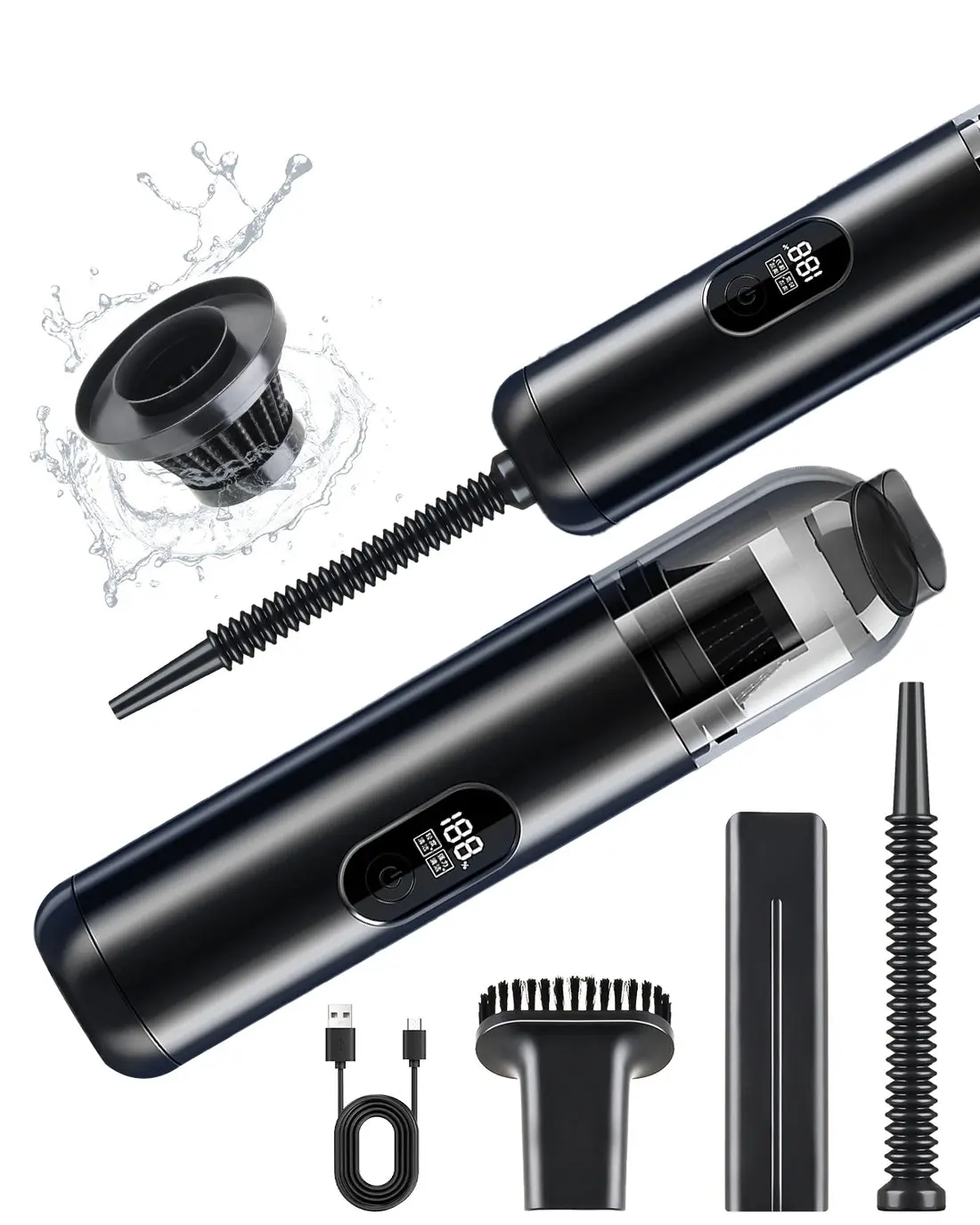 Novarhome Handheld Vacuum Cleaner Cordless - Mini Car Vacuum Cleaner for Cleaning, Blowing, Inflating & Pumping with LED Display & Light, Portable Mini Tool for Car, Home, Pet Hair, Office (Black) large capacity container new  vacuum  cleaner car vacuum