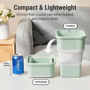 Foldable Bucket 5L (1.3 Gallon), with Handle & Trash Bags, Portable Collapsible High Capacity Rubbish Bin with Bags, Ice Bucket & Car Trash Can, Multifunctional for Car Washing, Cleaning, Outdoor Camping, Fishing, Traveling, Home Storage Organizer