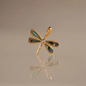 Abalone Dragonfly Charm by Caitlyn Minimalist - Dragonfly Gemstone Pendant for Necklace - Nature Lover - Gift for Her