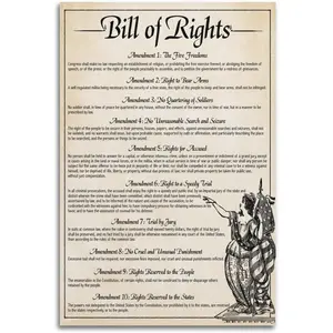 Vintage Poster The U.S. Constitution The Bill of Rights US History Government Classroom School Poste Painting Canvas Wall Posters Art Picture Print Modern Family Decor Posters