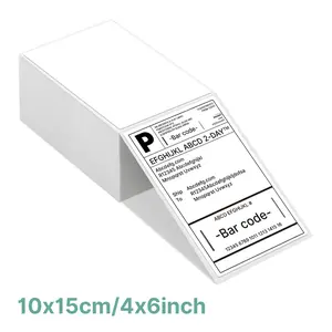 Genuine 4" x 6" Direct Thermal Shipping Label, Thermal Label (Pack of 500), Perforated Fanfold Labels Compatible with POLONO PL80E, PL70E, PL60 Label Printer, BPA & BPS Free