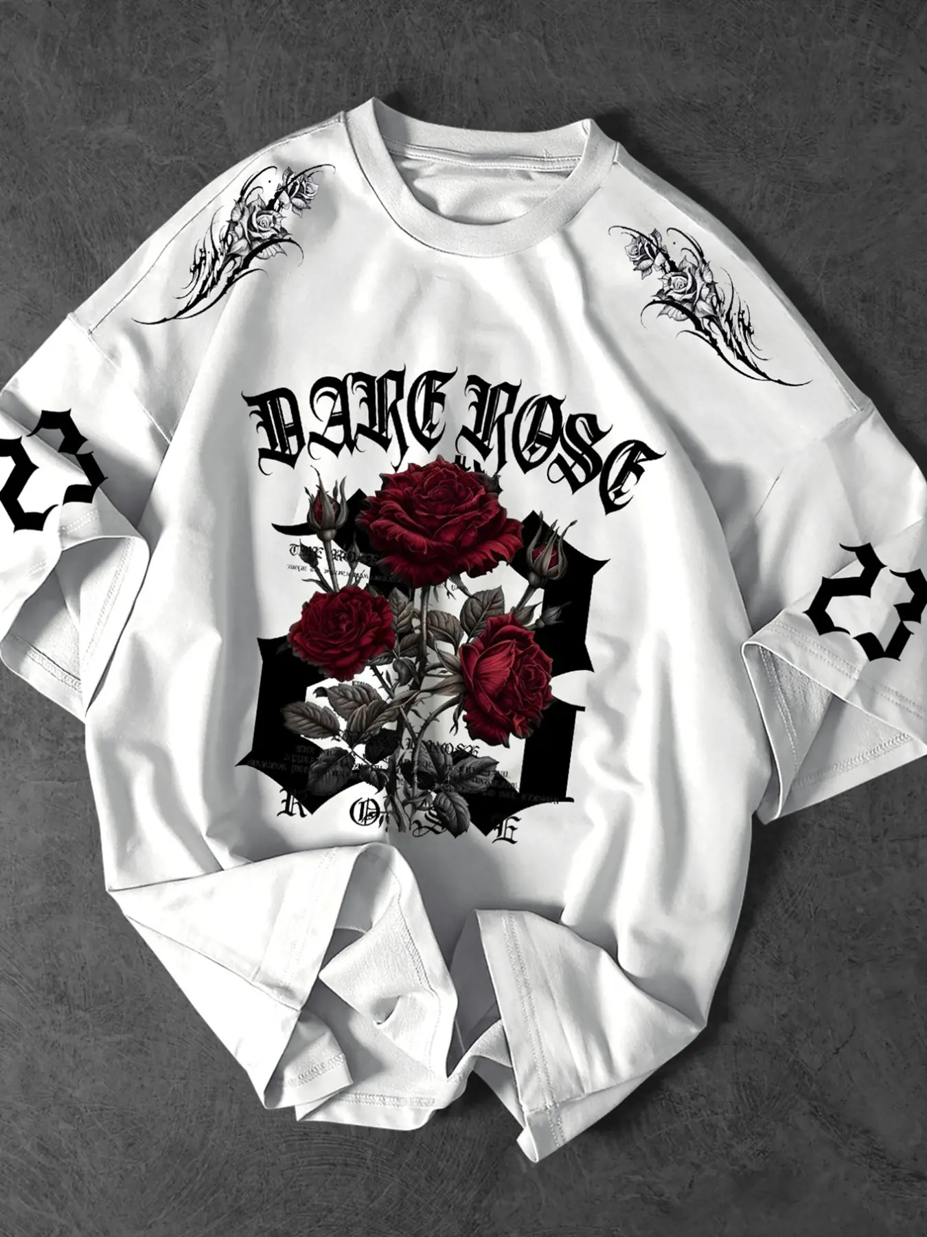 Unisex Graphic T-Shirt - Dark Aesthetic Gothic Rose Print - Y2K Cyberpunk Streetwear Top for Clubbing, Skater Outfits & Daily Casual Wear