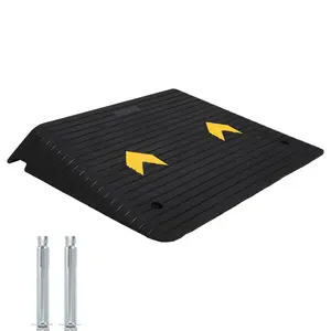 4" Height Threshold Ramp Doorway, 33,069 LB Capacity All-Weather Anti-Slip Surface, Rubber Power Wheelchair Ramp with Integrated Cord Channels for Wheelchairs, Vehicles & Pet Use