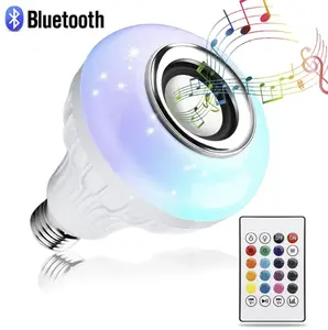 Smart LED Light Bulb with Bluetooth Speaker — E27 RGB Color Changing Lamp with Remote