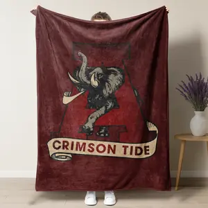 Alabama March Madness Crimson Tide Throw Blanket - Elephant Roll Tide Fleece Blanket - Ultra Soft Crimson Red Gameday Throw for Fans, Alumni & Students, Dorm & Home Decor