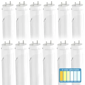 12Pcs JESLED T8 LED 4FT Tube Lights LED Bulbs 4 Foot Type A+B, 24W, 3200LM, 6CCT Selectable 3000K Warm 5000K Daylight 6000K Cool White, Plug and Play or Ballast Bypass, Fluorescent Replacement, Dual-Ended, Shop Garage Office Ceiling Lights