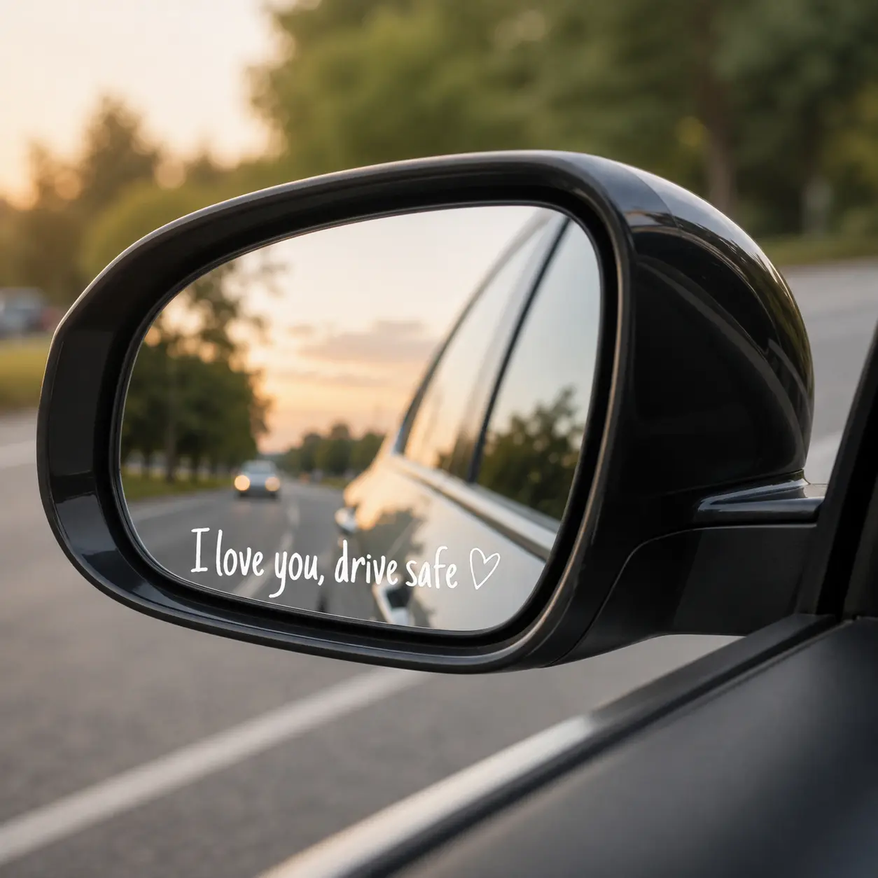 Car Sticker Set, 4-Piece "I Love You Drive Safe" Waterproof Automotive Vinyl Decals for Universal Car Styling and Rearview Mirrors, Automotive Vinyl Decal, Car Styling Decals