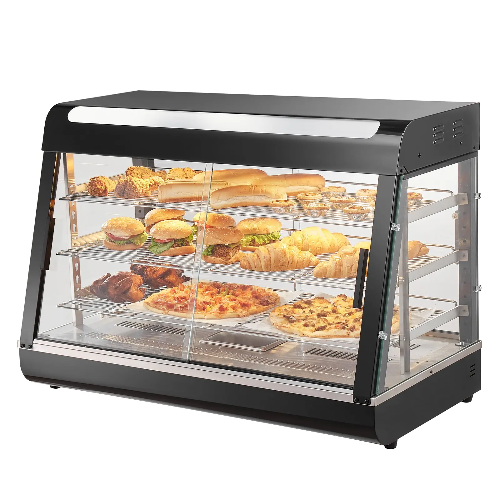 【DealsForYouDays】VEVOR 3-Tier Commercial Food Warmer Display, 1500W Food Display Warmer with Light, Adjustable Shelf and Temperature Display, 86185 Steam Heating, 130L for Hamburger, Pizza, Bread, Fried Chicken