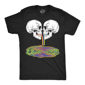 Mens Skull Rainbow Puddle Funny T Shirts Cool Graphic Tee for Men Mens Funny T Shirts Cool Vintage Fashion T-Shirt Gift Classic Menswear Funny Halloween Short Sleeve Novelty Tees for Guys Black -
